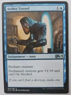 MTG Magic The Gathering Card Aether Tunnel Enchantment Aura Blue M19 - Image 1