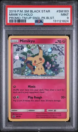 Pokemon Mimikyu SM Black Star Promo Holo SM163 PSA 9 Mint English 2019 Swirl - Image 1