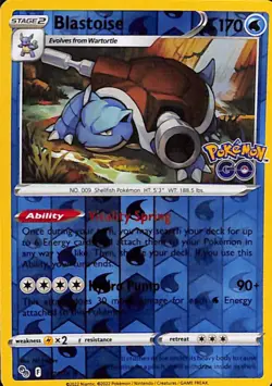 Blastoise Holo Rare Pokemon GO 017/078 NM - Image 1
