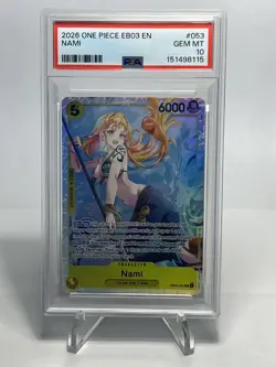 ONE PIECE EB03 Nami #053 PSA 10 GEM MINT English Straw Hat Alt Art - Image 1