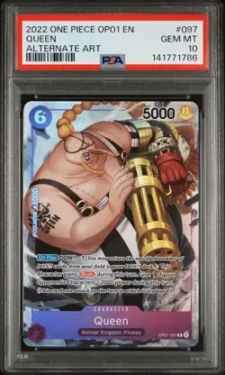 2022 One Piece Romance Dawn OP01-097 - Queen - Alt Art - Pre-Errata - PSA 10 - Image 1
