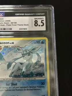 CGC 8.5 Glaceon Majestic Dawn 20/100 Cosmos Holo Polar Frost Pokemon Card - Image 4