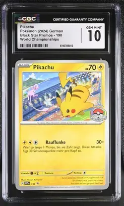2024 PSA CGC 10 Pokemon Pikachu World Championship Deutsch SV-P DE 190 Promo - Image 1