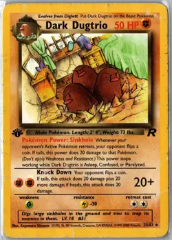 Dark Dugtrio 23/82 Rare Team Rocket Pokemon 1st Edition Damaged - Image 1