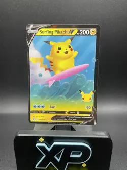Surfing Pikachu V 8/25 Celebrations NM Pokemon TCG - Image 1