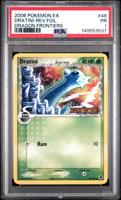 2006 POKEMON EX DRAGON FRONTIERS #46 DRATINI-REVERSE FOIL PSA 1 - Image 1
