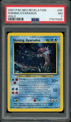2001 Pokemon Neo Revalation 65 Shining Gyarados Holo Rare Double Swirl PSA 7 NM - Image 2