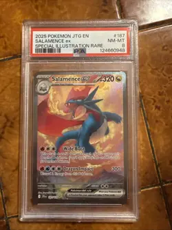 2025 POKEMON JOURNEY TOGETHER SPECIAL ILLUSTRATION RARE #187 SALAMENCE EX PSA 8 - Image 1
