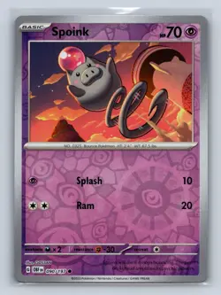 Spoink Reverse Holo SV03: Obsidian Flames #090/197 Pokemon TCG NM - Image 1