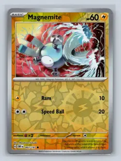 Magnemite Reverse Holo SV03: Obsidian Flames #063/197 Pokemon TCG NM - Image 1