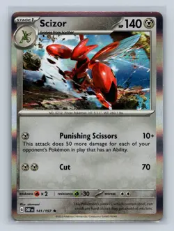 Scizor Holo Rare #141/197 SV03: Obsidian Flames Pokemon TCG NM - Image 1