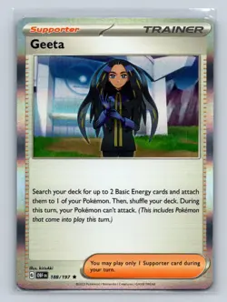 Geeta Holo Rare #188/197 SV03: Obsidian Flames Pokemon TCG NM - Image 1
