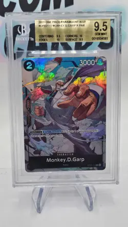 One Piece TCG Monkey D. Garp Paramount War Englisch OP02-115 Holo Beckett 9.5 - Image 1