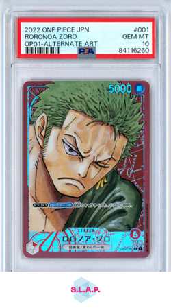 RORONOA ZORO ONE PIECE 1 2022 OP01 ALTERNATE ART JAPANESE PSA 10 - Image 1