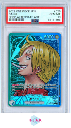 SANJI ONE PIECE 26 2022 OP02 ALTERNATE ART JAPANESE PSA 10 - Image 1