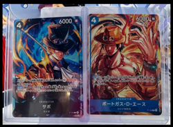 One Piece TCG Japanese Promo Lot Sabo P-105 + Ace P-103 NM Fire RARE - Image 1