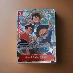 Namco One Piece CCG Ace & Sabo & Luffy Alternate Art Foil OP13-007 1000 - Image 1