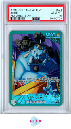 JINBE ONE PIECE 21 2025 OP11 ALTERNATE ART JAPANESE PSA 10 - Image 1