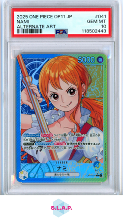 NAMI ONE PIECE 41 2025 OP11 ALTERNATE ART JAPANESE PSA 10 - Image 1