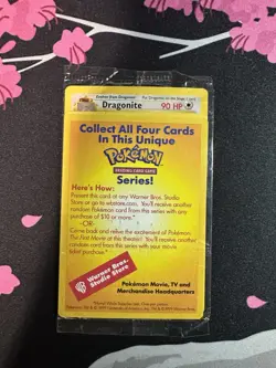 Unopened Pokemon The First Movie 1999 WB Warner Bros Promo Dragonite Card Sealed - Image 1