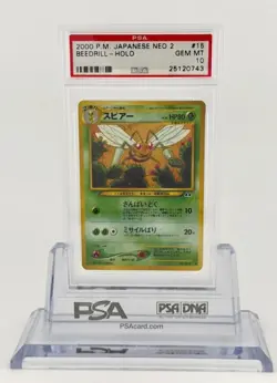 Beedrill Pokemon Card Japanese Neo 2 PSA 10 2000 GEM MINT Holo #15 Rare Vintage - Image 1