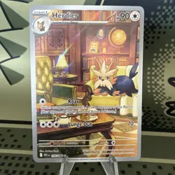 Pokemon TCG Herdier 155/086 SV: White Flare IR Illustration Rare Holo Card - Image 1