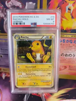 Pokemon Card Raichu Heartgold Soulsilver Hgss Holo Rare 2010 Deutsch PSA 8 - Image 1
