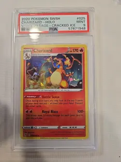 Chizard 2020 SWSH 025 PSA 9 Vivid Voltage Cracked Ice Pokemon Card Mint - Image 1
