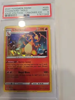 Chizard 2020 SWSH 025 PSA 9 Vivid Voltage Cracked Ice Pokemon Card Mint - Image 3