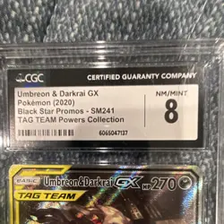 Umbreon & Darkrai GX TAG TEAM SM241 Black Star Promo CGC 8 Holo Pokemon Card - Image 3