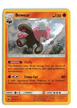 BEWEAR 56/111 CRIMSON INVASION HOLO RARE POKEMON TCG LP - Image 1