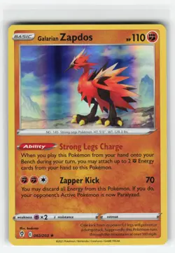 GALARIAN ZAPDOS 082/203 EVOLVING SKIES HOLO RARE POKEMON TCG NM - Image 1
