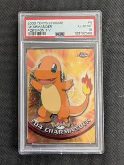 Pokemon TOPPS CHROME CHARMANDER 2000 POKEMON T.V. #4 PSA 10 - Image 1