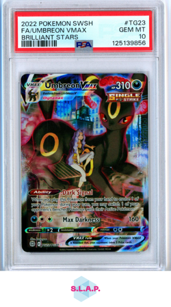FA/UMBREON VMAX BRILLIANT STRS POKEMON SWSH BRILLIANT STRS 2022 TG23 PSA 10 - Image 1