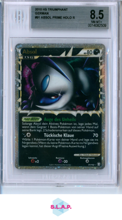 ABSOL PRIME POKEMON 91/102 2010 HG/SS TRIUMPHANT HOLOFOIL DEUTSCH BGS 8.5 - Image 1