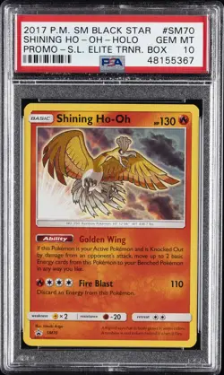 2017 POKEMON SM BLACK STAR PROMO #SM70 SHINING HO-OH-HOLO PSA 10 - Image 1