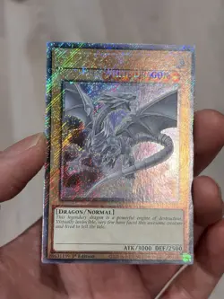 Yugioh Misprint Name Shift Blue Eyes White Dragon RA04 Platinum Secret Rare NM - Image 3