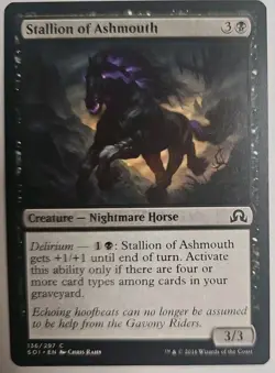 MTG Magic The Gathering Card Stallion of AshmouthCreature Nightmare Horse Black - Image 1