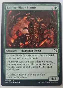 MTG Magic The Gathering Card Lattice-Blade Mantis Creature Phyrexian Insect 2023 - Image 1