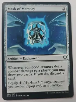 MTG Magic The Gathering Card Mask of Memory Artifact Equipment Commander 2020 - Image 1