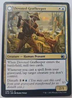 MTG Magic The Gathering Card Devoted Grafkeeper Creature Human Peasant MID 2021 - Image 1