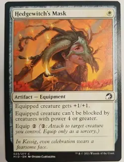 MTG Magic The Gathering Card Hedgewitch's Mask Artifact Equipment White MID - Image 1