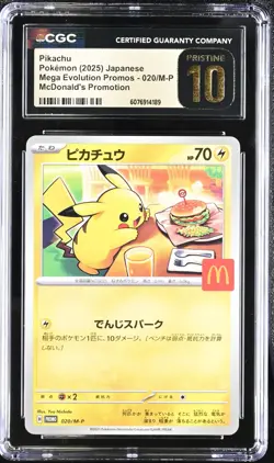 CGC PRISTINE 10 Pikachu 020/M-P McDonald's Japanese Pokemon Promo Card 2025 - Image 1