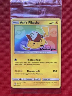 Ash's Pikachu - SM108 -SM Black Star Promo Pokemon TCG Card - Sealed NM - Image 1