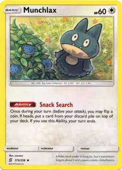Munchlax 173/236 S&M Unified Minds Uncommon PERFECT MINT! Pokemon - Image 1