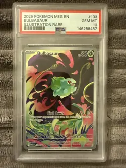 2025 Pokemon Mega Evolution BULBASAUR Illustration Rare #133 PSA 10 Gem Mint - Image 1