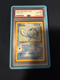 1999 POKEMON GAME BASE SET #59 POLIWAG PSA 10 GEM MINT - Image 1