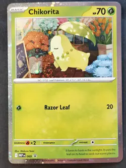 Chikorita 069 Mega Evolution ✰ Black Star Promo Cosmos Holo Swirl🌀 Pokemon 2026 - Image 1