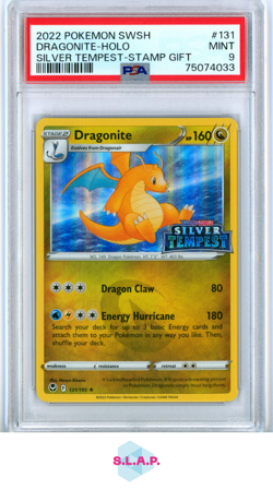 DRAGONITE-HOLO SILVER TEMPEST-STAMP GIFT POKEMON SWSH 2022 131 PSA 9 - Image 1
