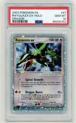 Pokemon Rayquaza ex Dragon Holo Ultra Rare #97 Swirl Scratch Slab PSA 10 Gem - Image 1